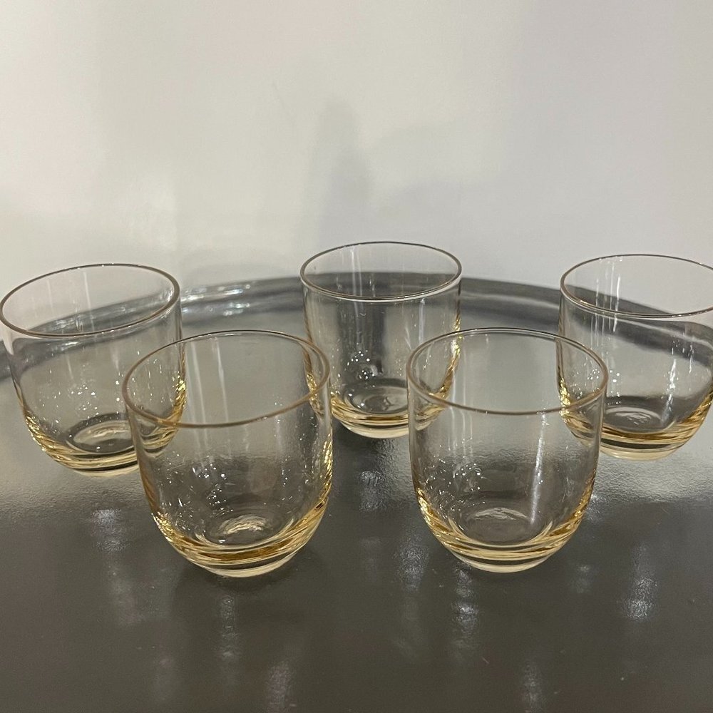 Set of 5 Cordial Amber glasses